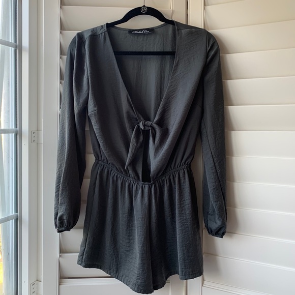 Princess Polly silk dark grey romper - Picture 1 of 5